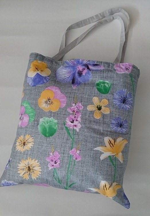 Kwiatki wzór serwetki torba bawełniana na zakupy szary