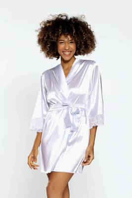 Belinda Satynowy Szlafrok Damski DKaren - biały