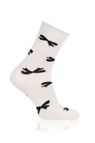 S183D Figaro Skarpetki długie bezuciskowe damskie Italian Fashion – kokardki