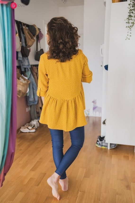 Mother Nature tunika z muślinu organicznego Milk&Love indygo w kropki