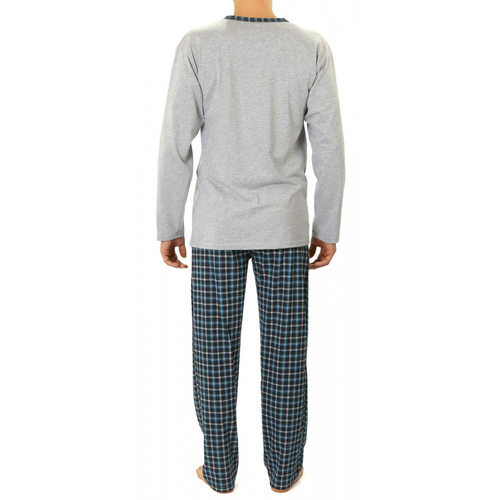 04 Piżama Męska długi rękaw i spodnie Sesto Senso - turkusowy