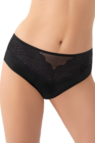 Gorsenia Erato K963 Figi z Wysokim Stanem – Czarne, Zabudowane, Komfortowe, Koronka i Mikrofibra
