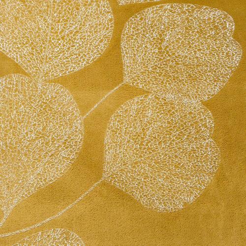 Ginko 2 Koc narzuta z mikrofibry z błyszczącym nadrukiem liści Eurofirany miodowy