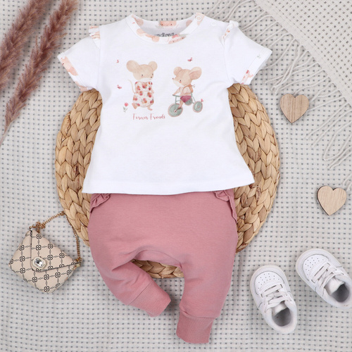 ABN-5697 T-shirt niemowlęcy Nini Małe Myszki bawełna organiczna nadruk dziewczynka