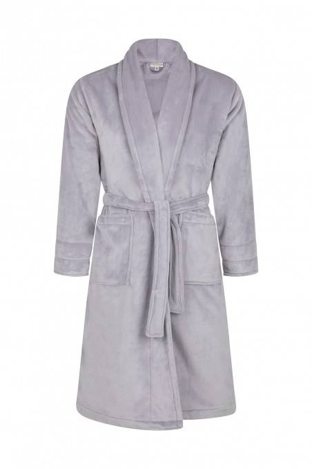Mąż + Korona Szlafrok męski polarowy ByShelly - jasny szary/szary
