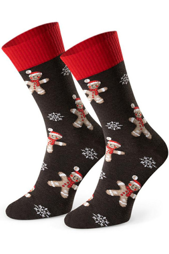 Art.136 Skarpety świąteczne męskie Steven melanż brązowy 170– wzory bożonarodzeniowe, bawełna