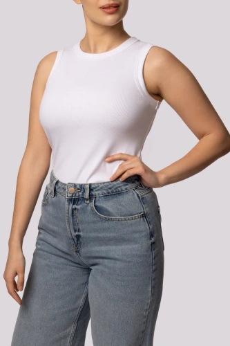 Tank top ribben Koszulka damska bez rękawków Mona biały 