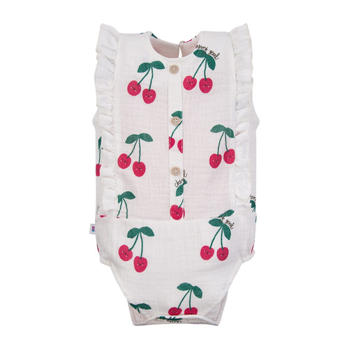 Body niemowlęce Eevi Cherry muślin bawełna ecru falbanki