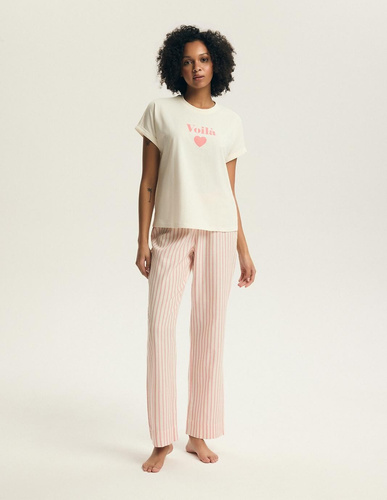 Piżama damska Henderson Darlan 43707 – bawełna, długie spodnie, print-pink