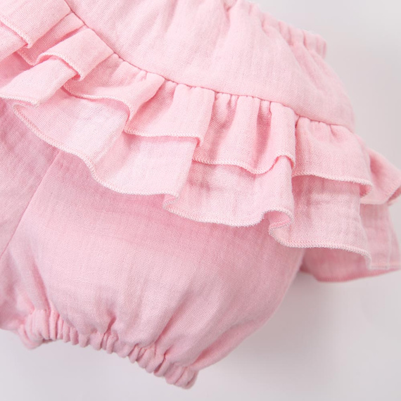 Bloomersy niemowlęce Eevi Cherry muślin bawełna różowe