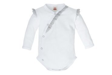 03222T "WHITE ANGELO" Body baby z długim rękawem Makoma tiul biały