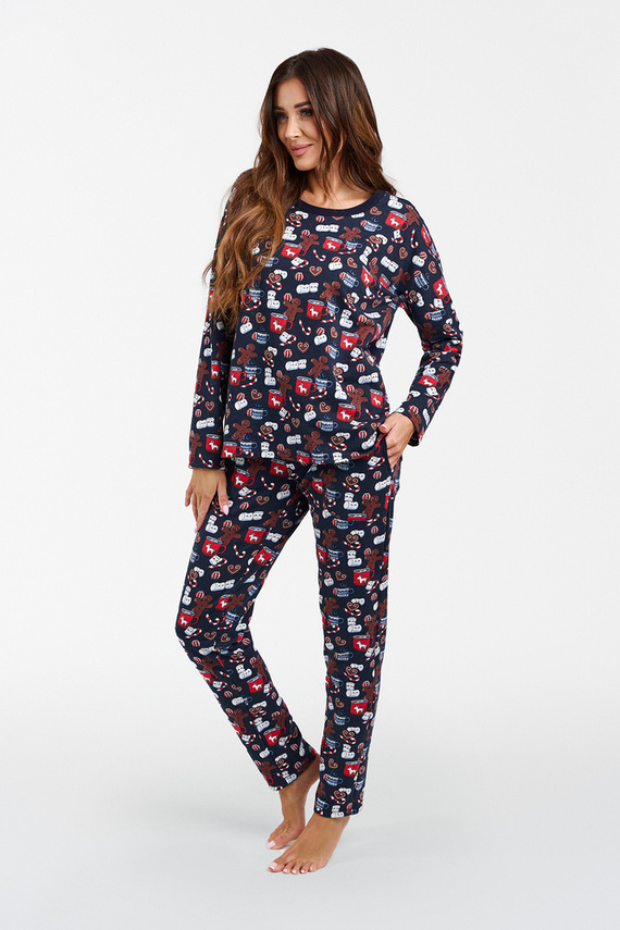 Cookies Piżama Damska długi rękaw i długie spodnie Italian Fashion - druk