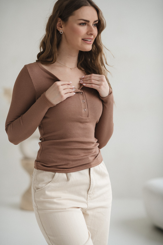 Bluzka ciążowa i do karmienia Tummy Milk&Love wiskoza toffi