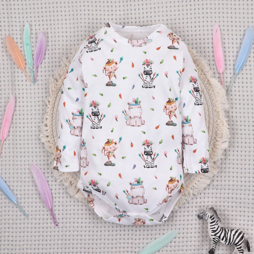 ABN-5534 Body niemowlęce Happy Animals Nini z bawełny organicznej – komfort, bezpieczeństwo i styl