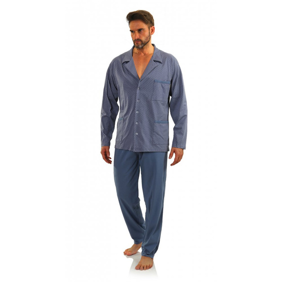 Rozpinana piżama męska długi rękaw Sesto Senso - kotwiczki jeans 