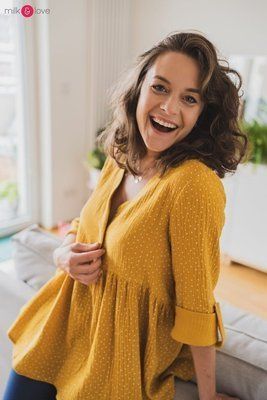 Mother Nature tunika z muślinu organicznego Milk&Love musztardowa