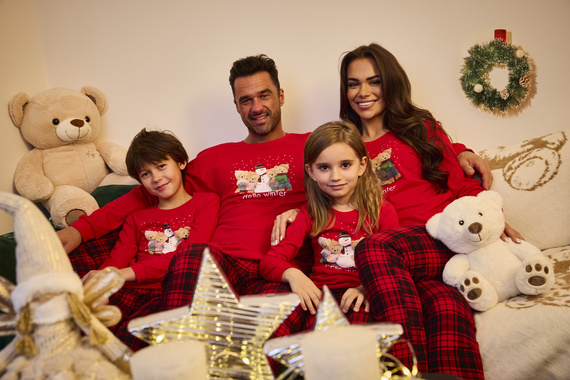 594/185 592/185 Winter Piżama dziewczęca Cornette – świąteczna, czerwona, bawełna