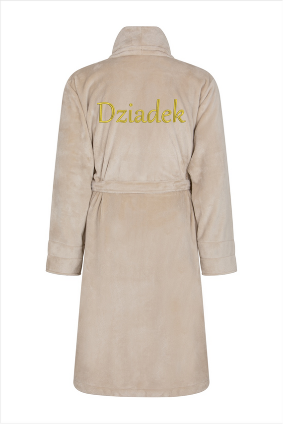 Dziadek Szlafrok męski polarowy ByShelly - beżowy/złoty