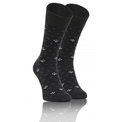 Classic Skarpety męskie garniturowe Sesto Senso wzór kotwice grafitowy 