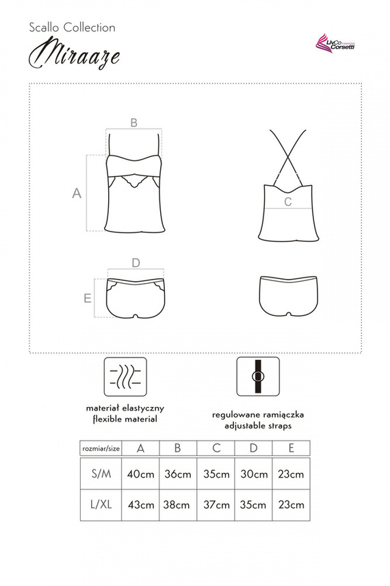 Miraaze Black LC 90567 Komplet, koszulka+ spodenki LivCo Corsetti Fashion