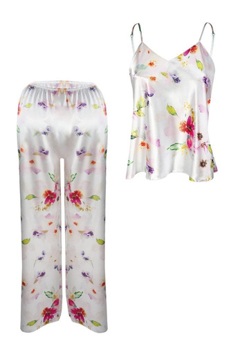 DK-KI Flowers Komplet Damski Piżama DKaren - DK-KI 10 biały