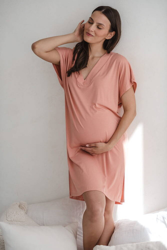 Moon bambusowa koszula nocna ciążowa i do karmienia Milk&Love herbaciana róża