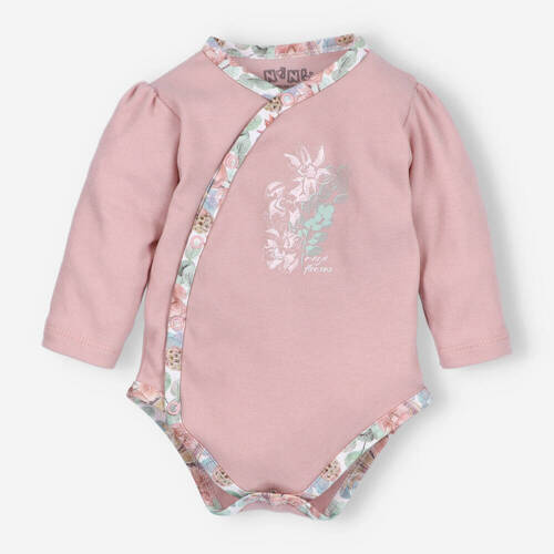 ABN-4548/BRR Magic Flowers Body z bawełny organicznej Nini - różowe