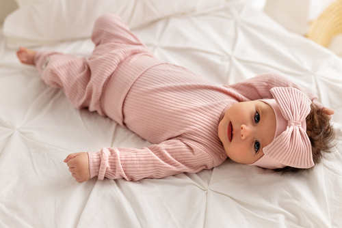 03234DRP "Natural Harmony" Body niemowlęce z długim rękawem Makoma pudrowy róż