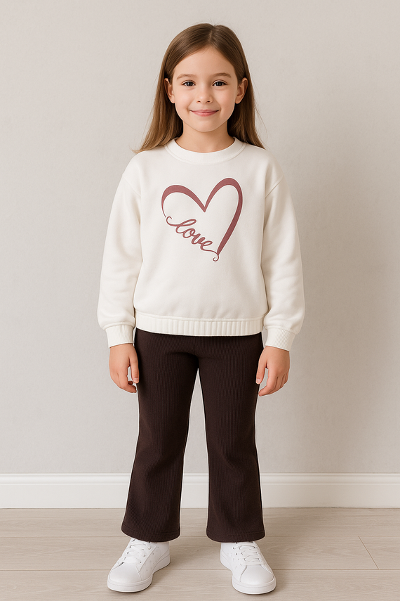 Love Heart Bluza dziecięca Bambarillo ecru – dzianina dresowa, bawełna z elastanem