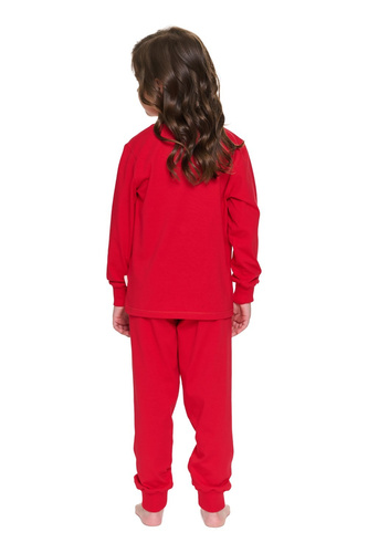Piżama dziecięca Doctor Nap 7505 czerwona bawełniana z jelonkiem Stay Cozy
