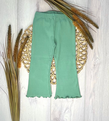 Legginsy prążek dzwony Mamatti  LJ805 97% bawełna elastyczne - szałwia