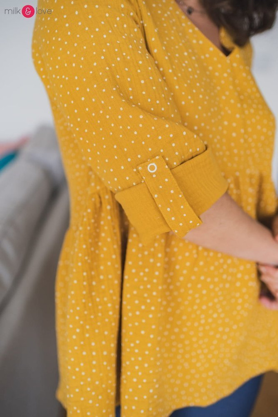 Mother Nature tunika z muślinu organicznego Milk&Love indygo w kropki