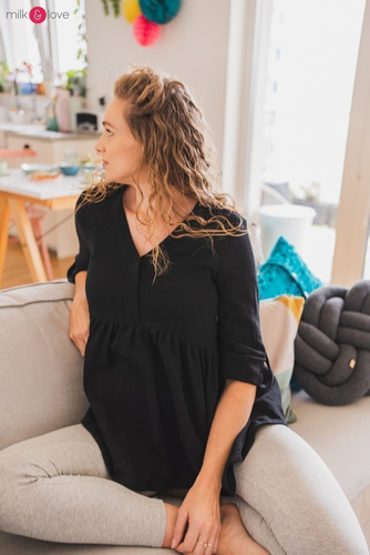 Mother Nature tunika z muślinu organicznego Milk&Love czarna