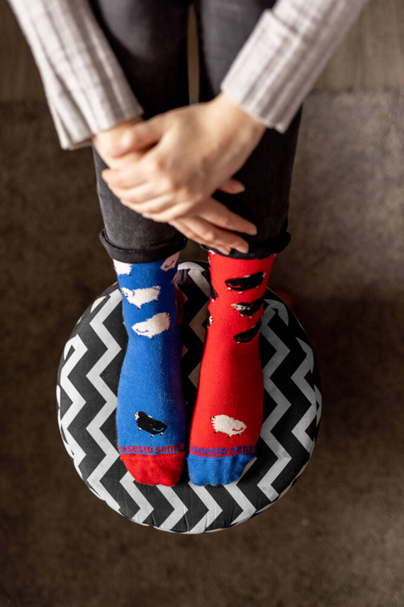 Baranki Owieczki Skarpety długie finest cotton dwie różne Sesto Senso niebieski  