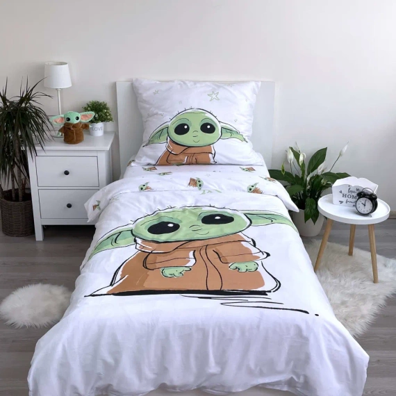 Star Wars Baby Yoda Pościel dziecięca bawełniana Jerry Fabrics biały