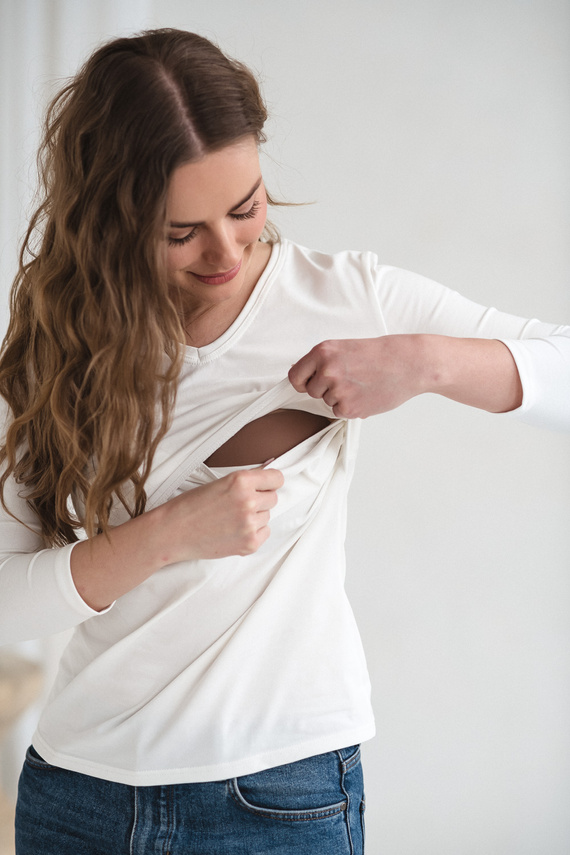 Milk Shirt Milk&Love bluzka ciążowa i do karmienia 7/8 biały 