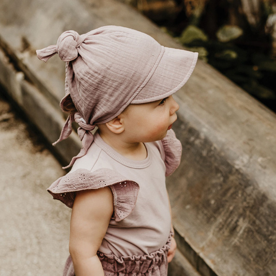 Botanic Chustka z daszkiem muślinowa Eevi - wrzos