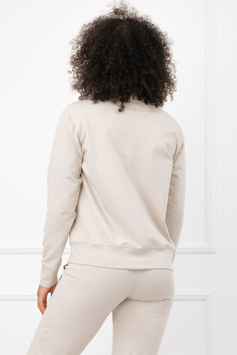 Bluza Damska Credo Italian Fashion Bawełniana Rozpinana Stójka Kieszenie-beżowa