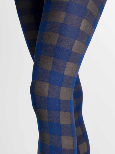 Fiore G6139 Indigo Niebieskie Rajstopy Damskie 40 DEN Wzór w Kratkę
