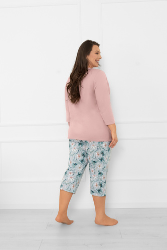 Piżama damska Sekwoja – bawełna, rękaw i spodnie 3/4, z guzikami Italian Fashion  