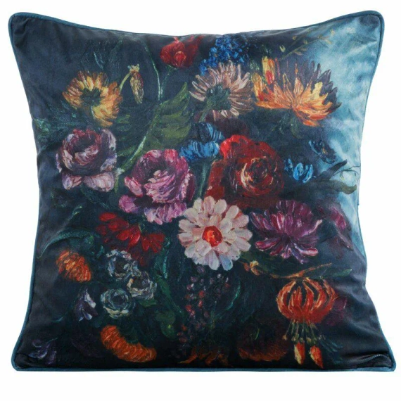 Velvet 112 poszewka welurowa kwiaty Eurofirany granatowy