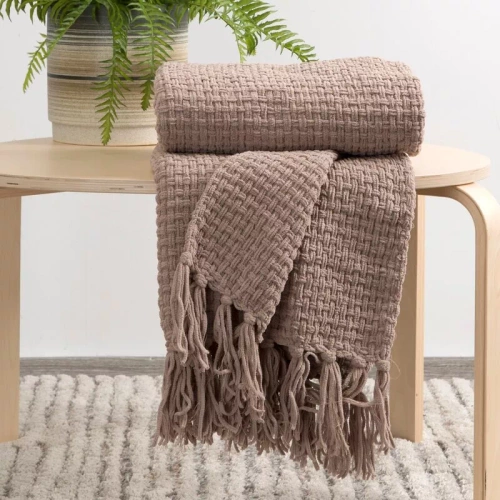 Suzi Koc narzuta tkana z frędzlami Eurofirany beżowy