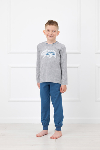 Piżama Chłopięca Italian Fashion Kasim 100% Bawełna Długa- melange