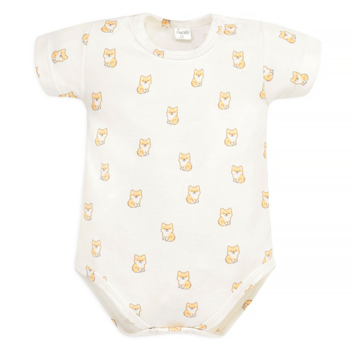 Lovely Day Body z krótkim rękawem Pinokio - ecru pieski