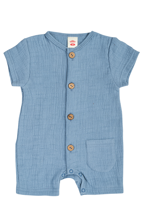 02235RB "Just Muslin Blue" Rampers niemowlęcy Makoma