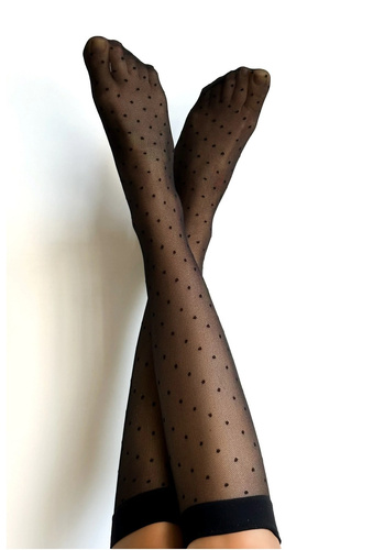 Podkolanówki Puntini Veneziana nero– delikatne, z nieuciskającym ściągaczem | Komfort i elegancja