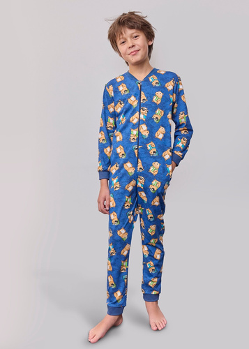 185/183 186/183 Kombinezon chłopięcy Capybara 2 Kids Boy Cornette – bawełniany, z suwakem i zabawnym nadrukiem