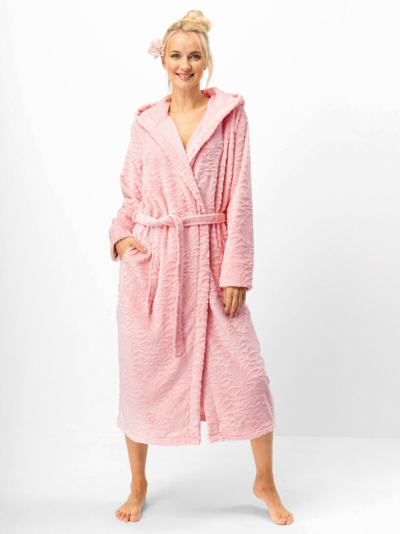 Szlafrok damski Key LGL 565 różowy– miękki, elegancki Velvet Super Soft