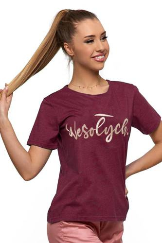 BD1600-601 Bluzka damska z krótkim rękawem Moraj - bordowy