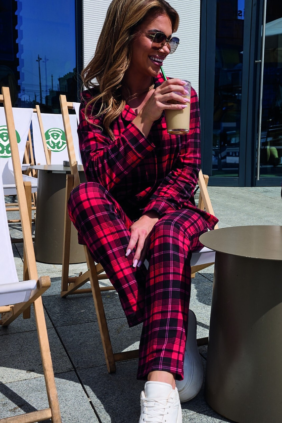 482/408 Kaya Piżama damska rozpinana Cornette czerwony